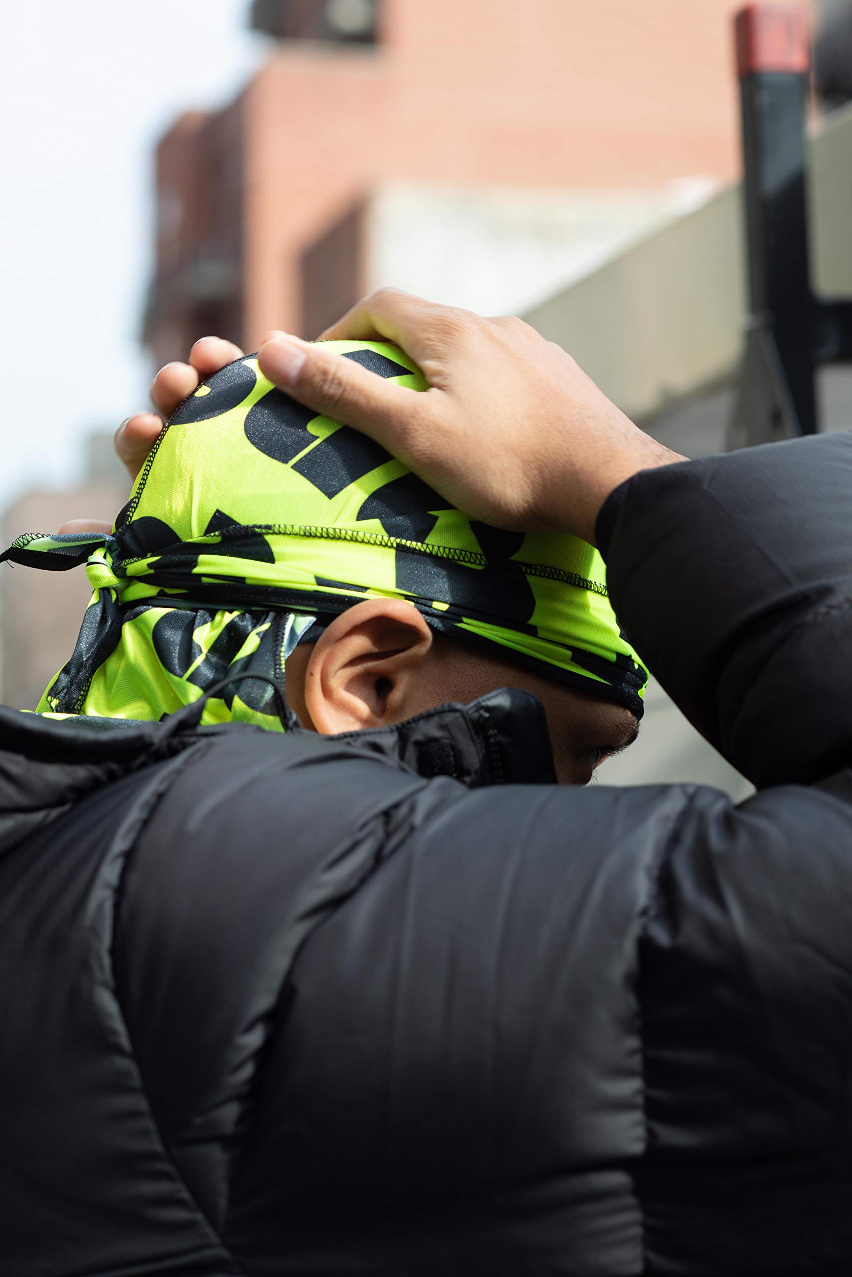 Superstitch Superag Premium Durag Glow Up Yellow and Black Pattern