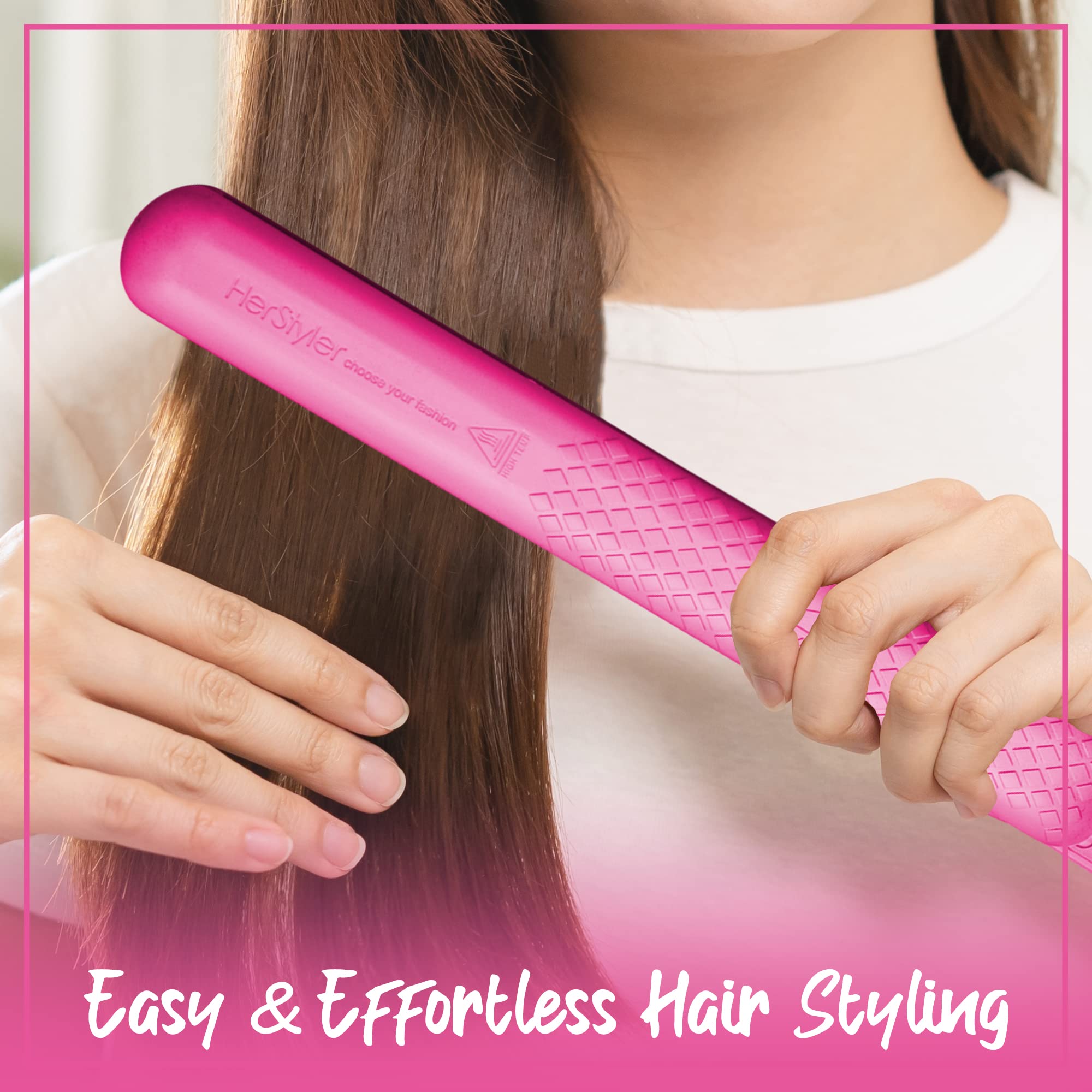 Herstyler Colorful Seasons Hot Pink Flat Iron 1.25 Ceramic Hair Straightener