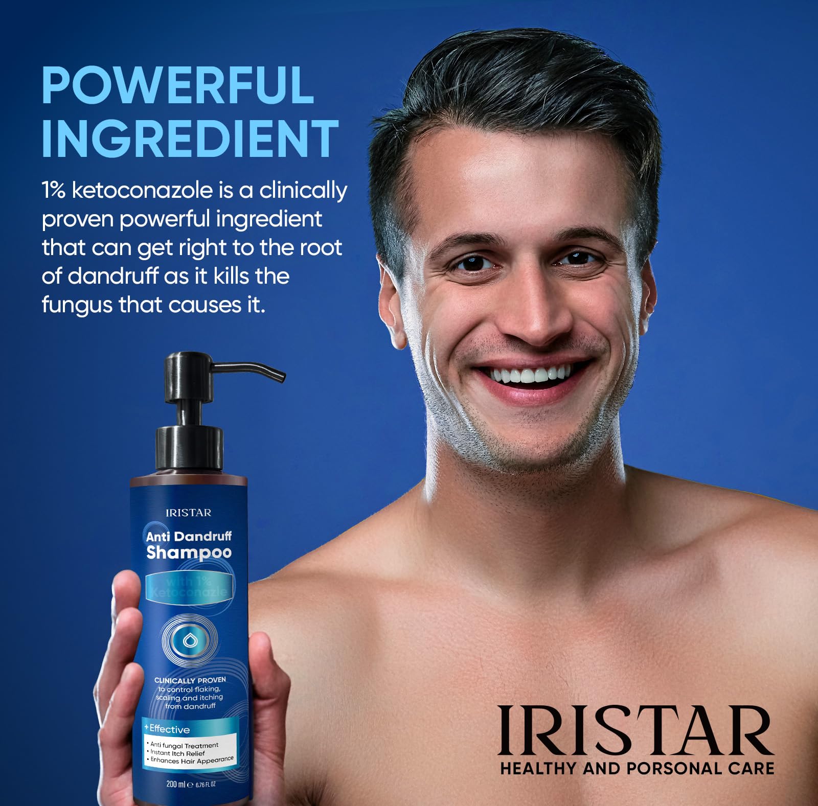 IRISTAR Medicated Shampoo For Seborrheic Dermatitis: Anti-Dandruff Treatment for Itchy Scalp, Dermatitis, Anti-Fungal Care for Men & Women, Controls Oil, Flaking & Scalp Irritation