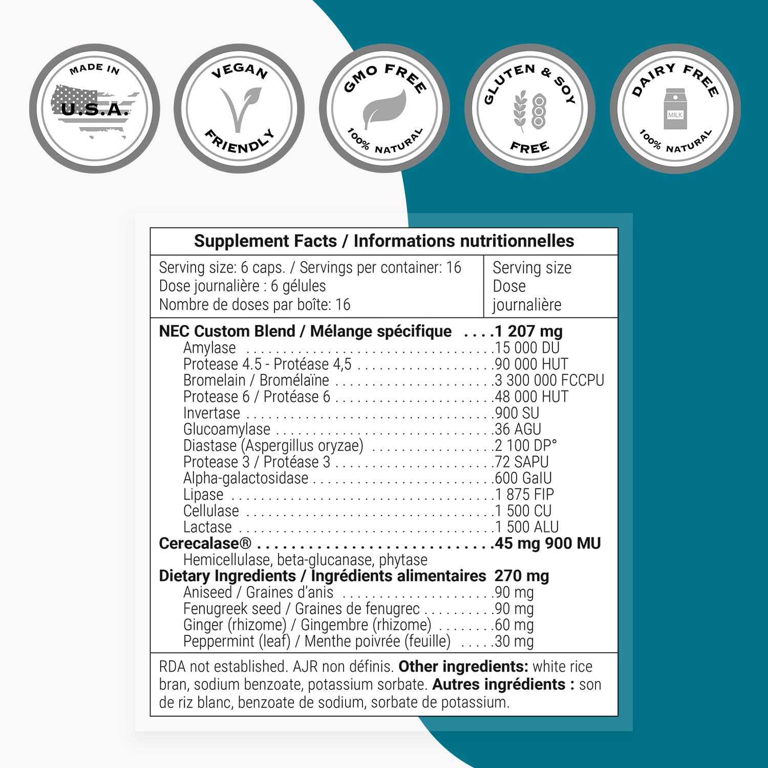 Supersmart - Digestive Enzymes (High Potency) - 15-in-1 Multi Enzymes Supplement - with Lipase, Bromelain, Amylase, Lactase, Protease, Invertase | Non-GMO & Gluten Free - 100 Delayed Release Capsules