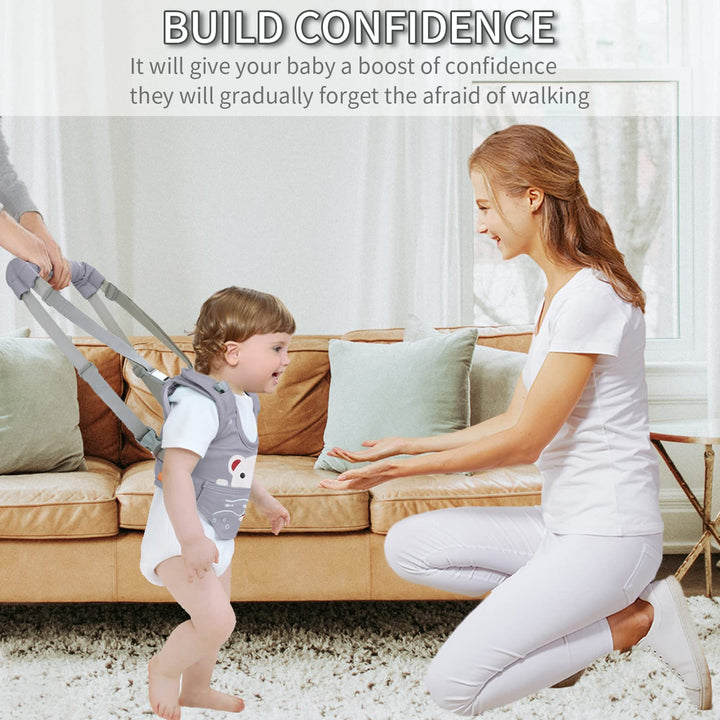 Huifen Baby Walking Harness, Handheld Kids Walker Helper with Detachable Crotch Adjustable Walker Harness Assistant Belt Baby Learning Walk Toddler Infant Walker 9-24 Months (Grey)