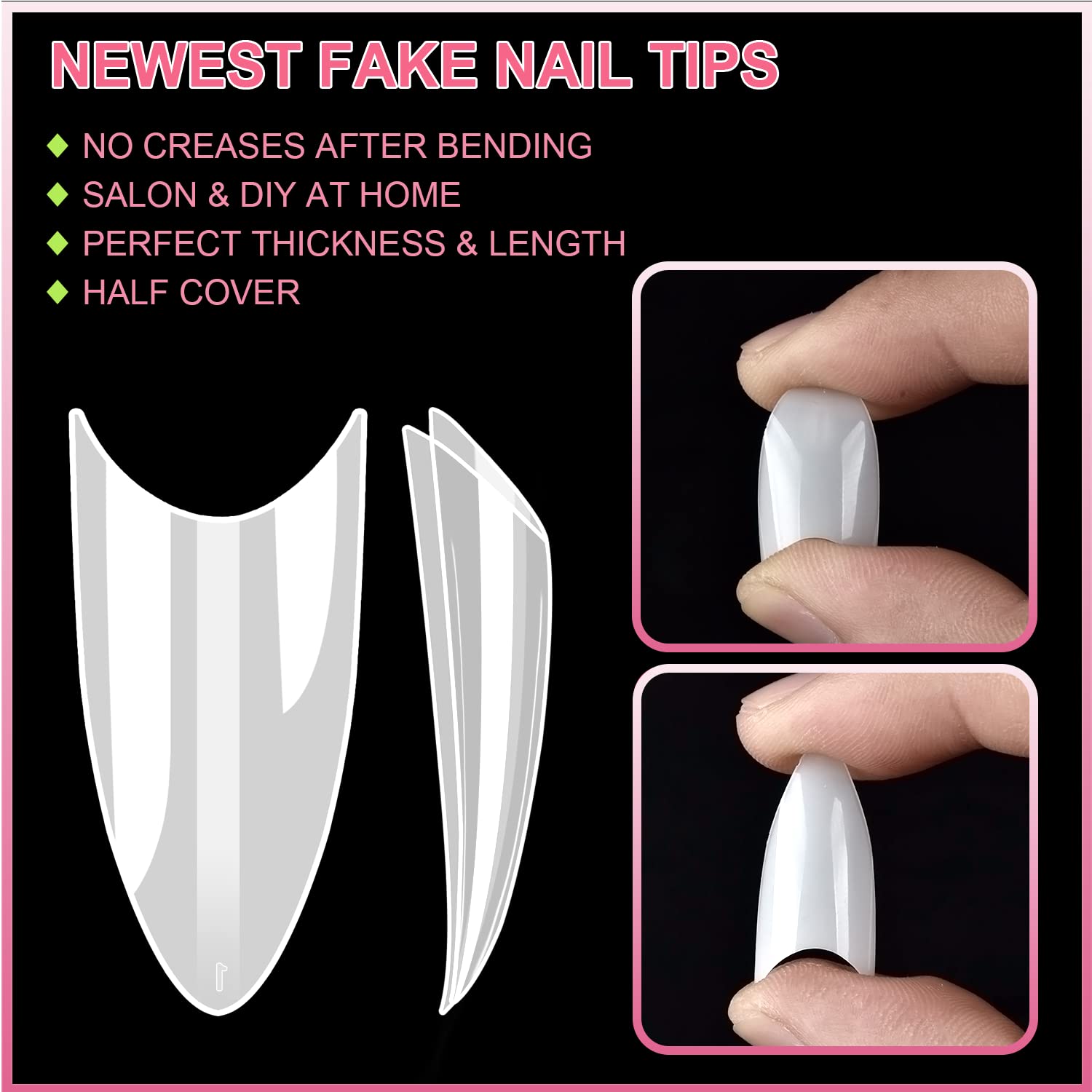Natural Stiletto Nail Tips Half Cover Acrylic False Nail Tips MEKK 600PCS Fake Nail Tips for Nail Salons and DIY Nail Art at Home,10Sizes ââ‚¬¦