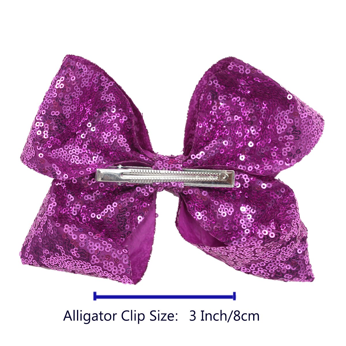 CÉLLOT Oversize Bows for Girls,Glitter Sparkle Flip Sequins 8 inch Big Hair Bows Alligator Clips for Baby Girls Toddlers Kids and Teens,Pack of 12