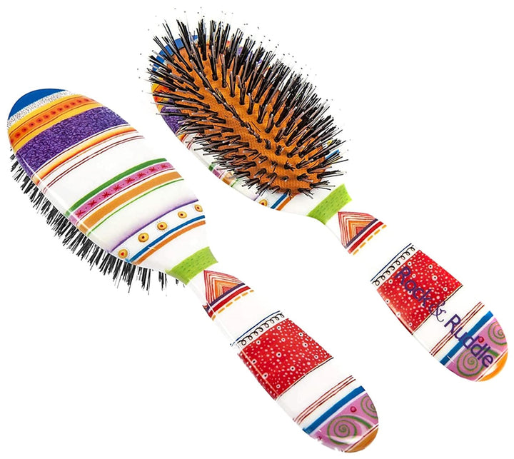 Rock & Ruddle Natural Boar Bristle Hairbrush Folio Stripes Small