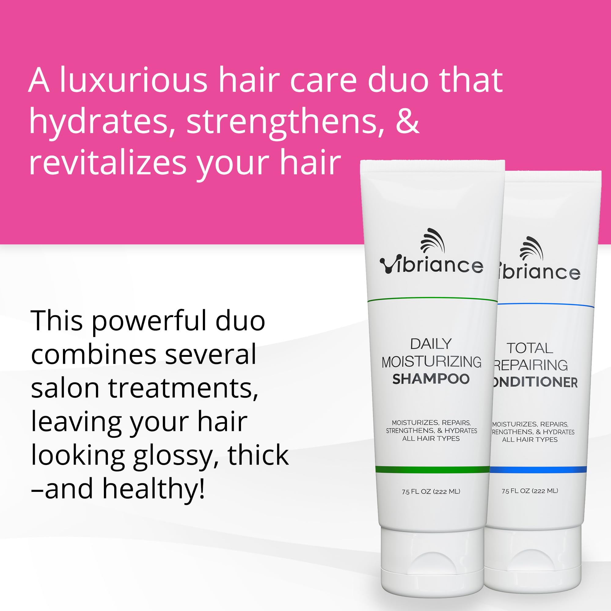 Vibriance Shampoo and Conditioner Set - Strengthening Wash Infused with Biotin for Dry, Damaged, Aging Hair - Deeply Hydrating, Moisturizing