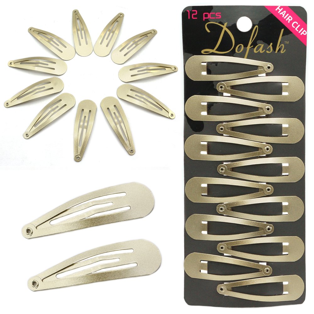 Dofash Snap Hair Clips Metal Grips 5cm/2in Basic Hair Accessories 12pcs (Blonde)