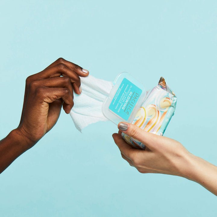 Pacifica Beauty | Glowing Makeup Remover Wipes | Gycolic Acid, Coconut Water, Aloe Infused | Daily Cleansing + Exfoliating | Clean Skin Care | Plant Fiber Facial Towelettes | Vegan + Cruelty Free