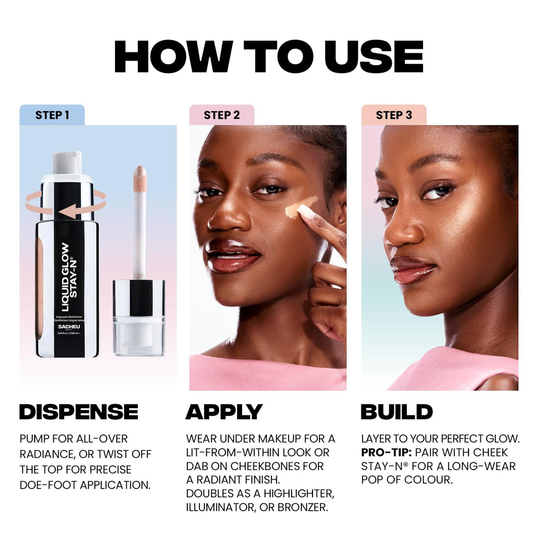 Sacheu Liquid Glow STAY-N Liquid Highlighter & Illuminator Makeup — 30ml Long Lasting Luminous Glow Lightweight Dewy Finish, Golden Hour