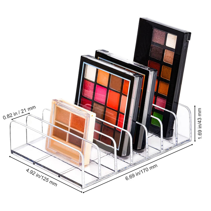 JessLab Eyeshadow Palette Makeup Organizer, Acrylic 7-Section Divided Make up Organizers and storage for Bathroom Vanity Countertop, Transparent, L