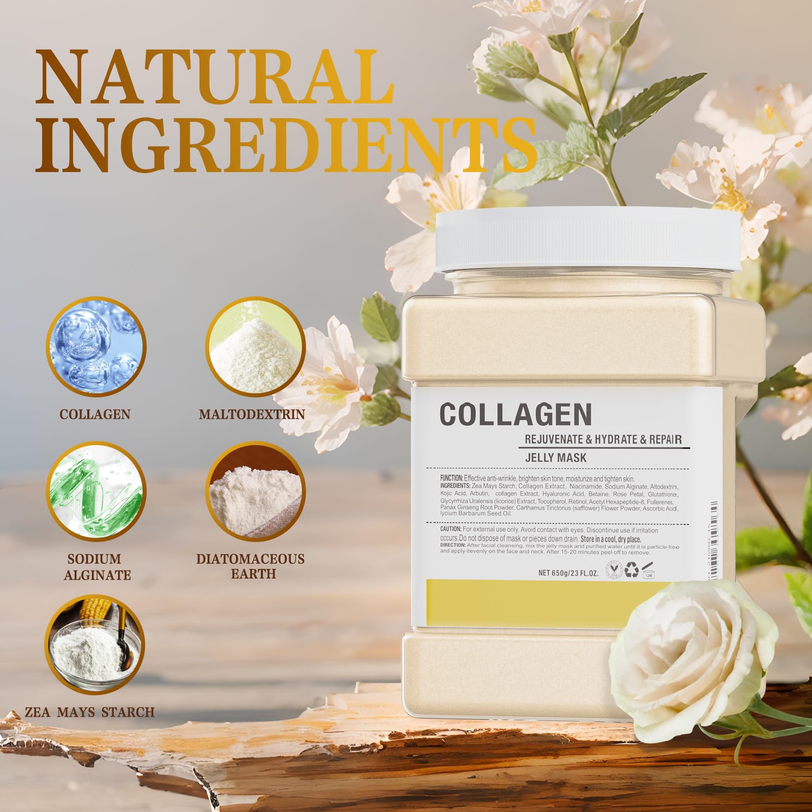 Truvenum Jelly Mask Powder for Facials Professional - Collagen Firming & Moisturizing Face Mask Skin Care, Hydrojelly Mask, Peel Off Jelly Masks for DIY Spa 23 Fl Oz