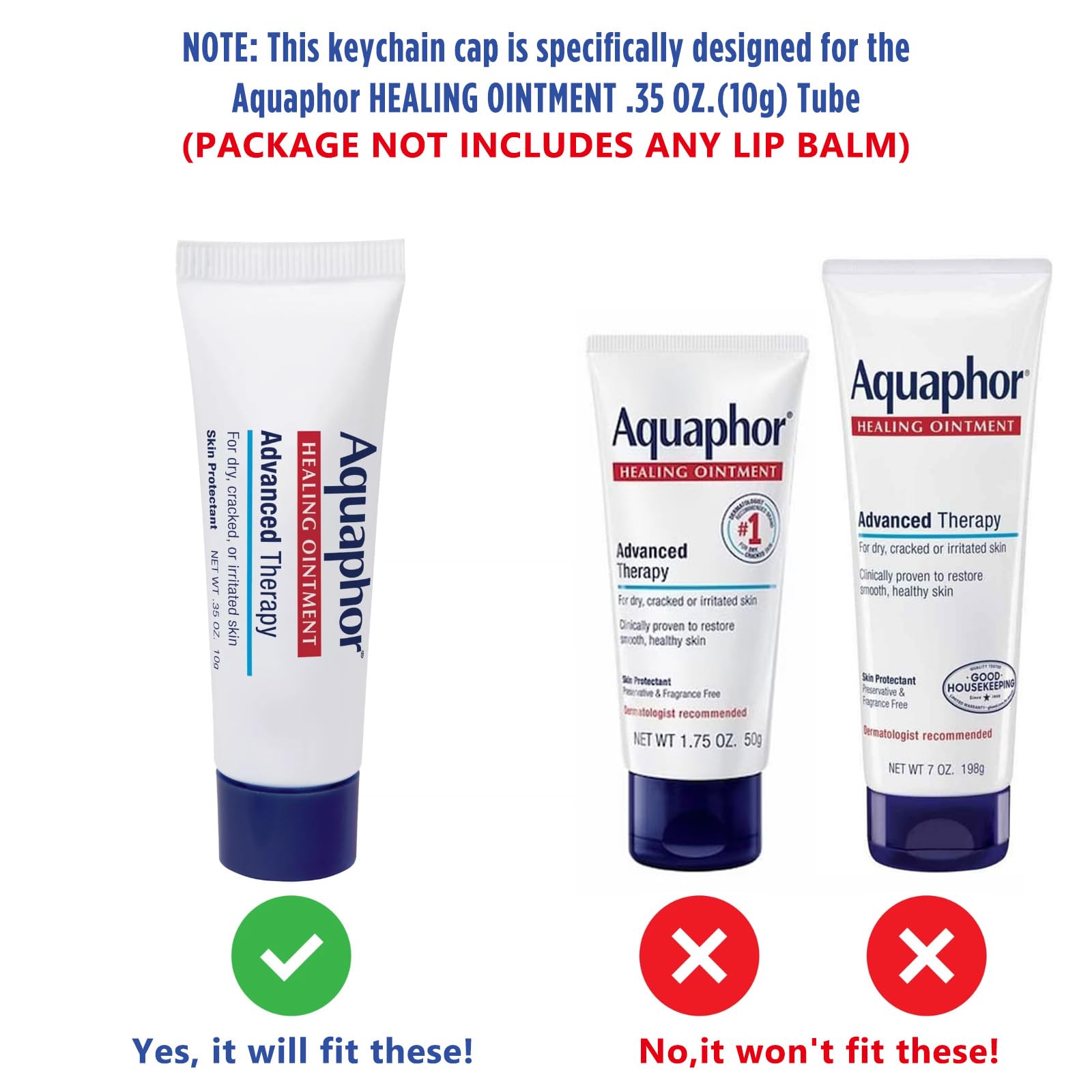 Keychain Cap Compatible with Aquaphor HEALING OINTMENT .35 0Z.(10g) - Replacement Cap with Stopper, Lip Balm Holder for Lanyard or Bag, Lip Gloss Keychain for Women&Moms
