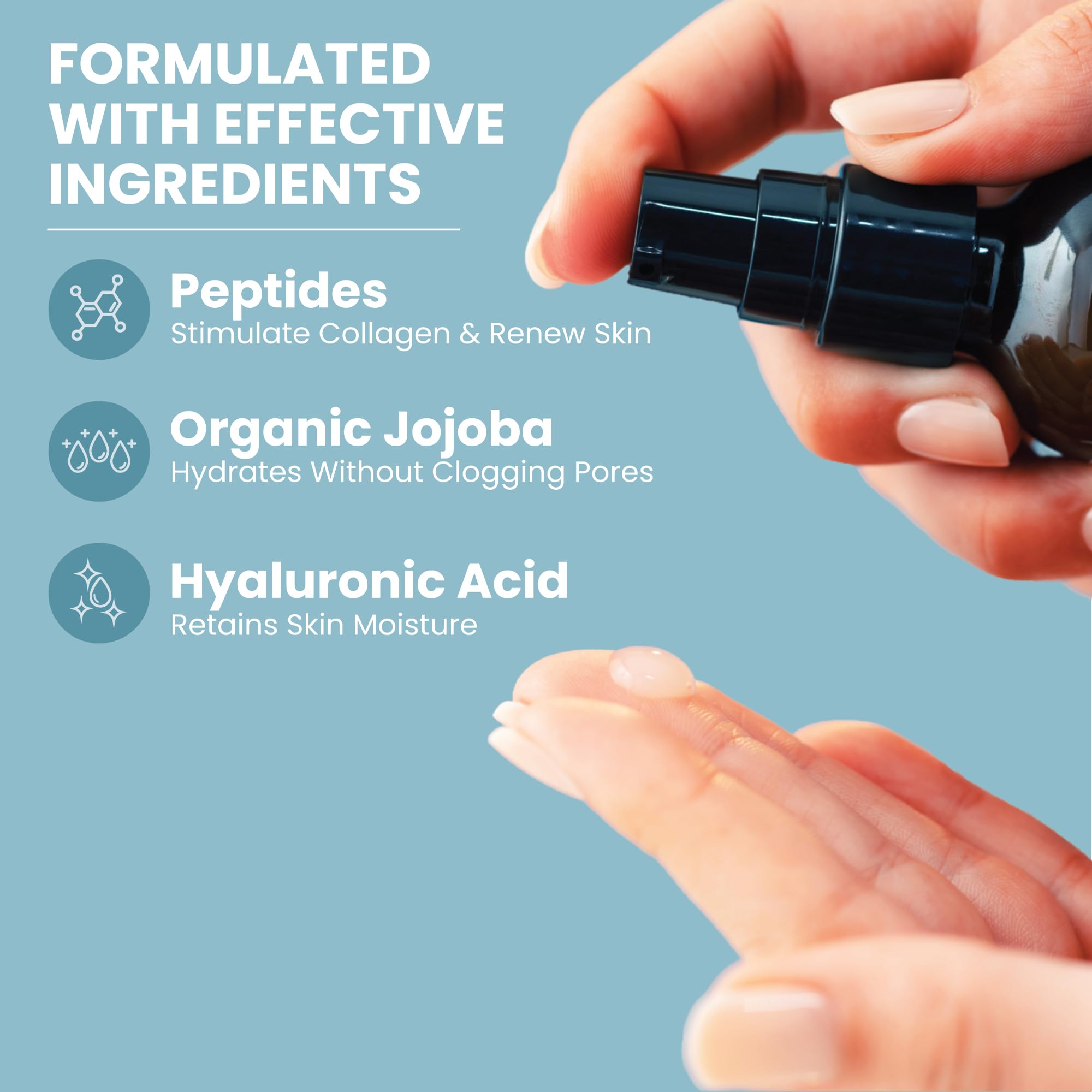 Eva Naturals Collagen Peptide Serum - Anti-Aging, Dark Spot Corrector, Skin Hydrator, Unisex, 2 oz