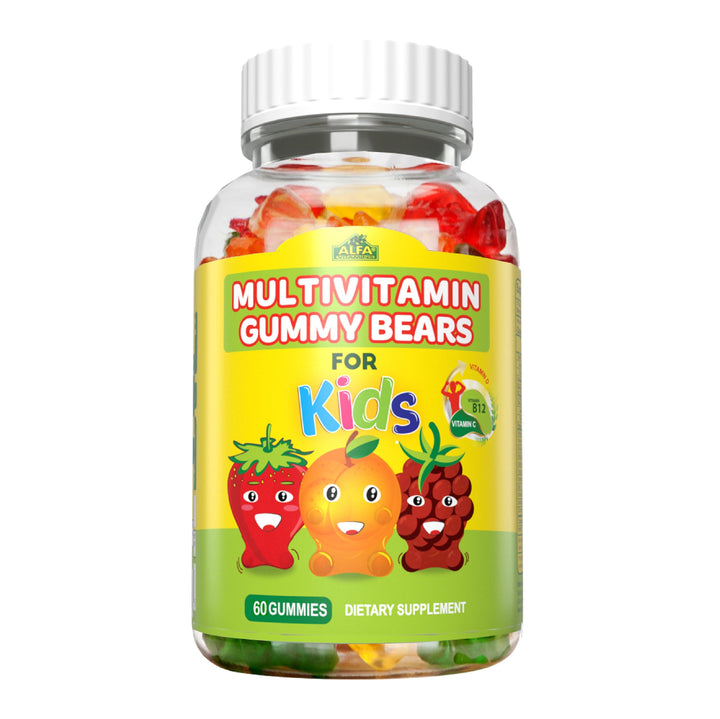 ALFA VITAMINS Multivitamin Gummy Bears for Kids with 13 Essential nutrients Including Vitamin C for Immune Support, Vitamin D3 for Bone-Teeth Health, and Vitamin B12-60 Count