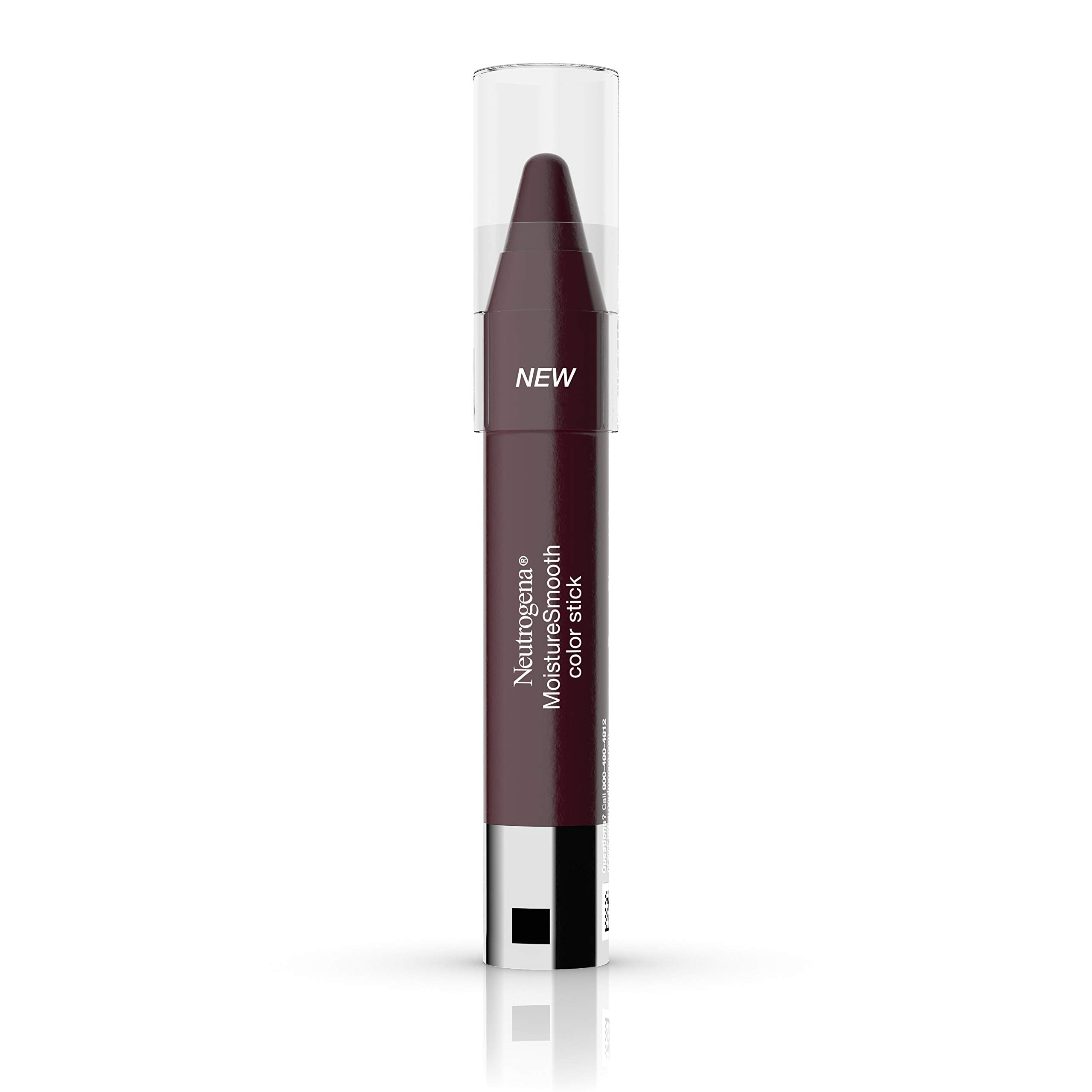 Neutrogena MoistureSmooth Shimmery,Sheer Color Stick for Lips, Moisturizing and Conditioning Lipstick with a Balm-Like Formula, Nourishing Shea Butter and Fruit Extracts, 180 Deep Plum.011 oz