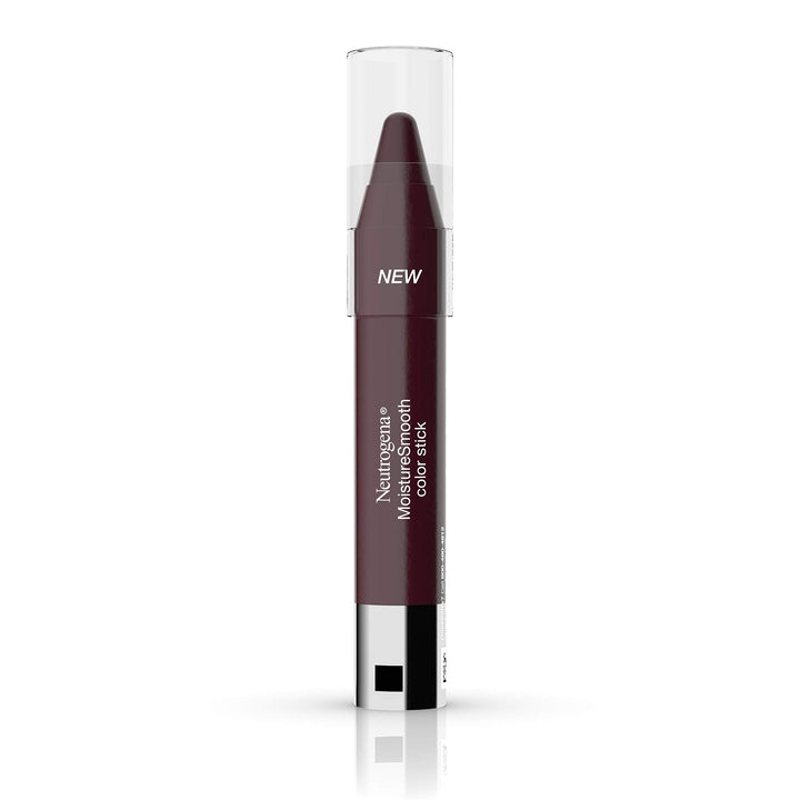 Neutrogena MoistureSmooth Shimmery,Sheer Color Stick for Lips, Moisturizing and Conditioning Lipstick with a Balm-Like Formula, Nourishing Shea Butter and Fruit Extracts, 180 Deep Plum.011 oz