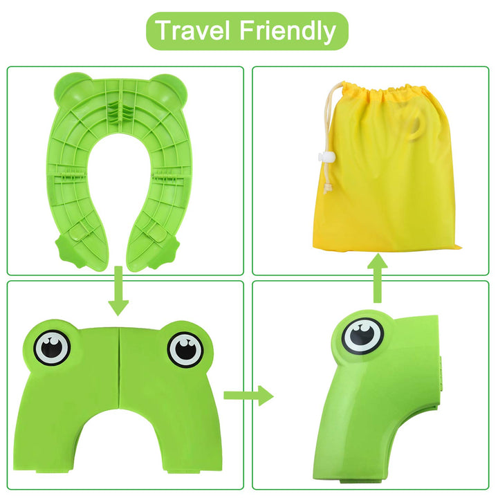 PandaEar Toilet Seat Cover | Folding Travel Toilet Seat for Children and Potty Training | Portable Silicone Toilet Seat for Toddlers, Boys & Girls with Non-Slip Silicone Pads | Recyclable Toilet Seat