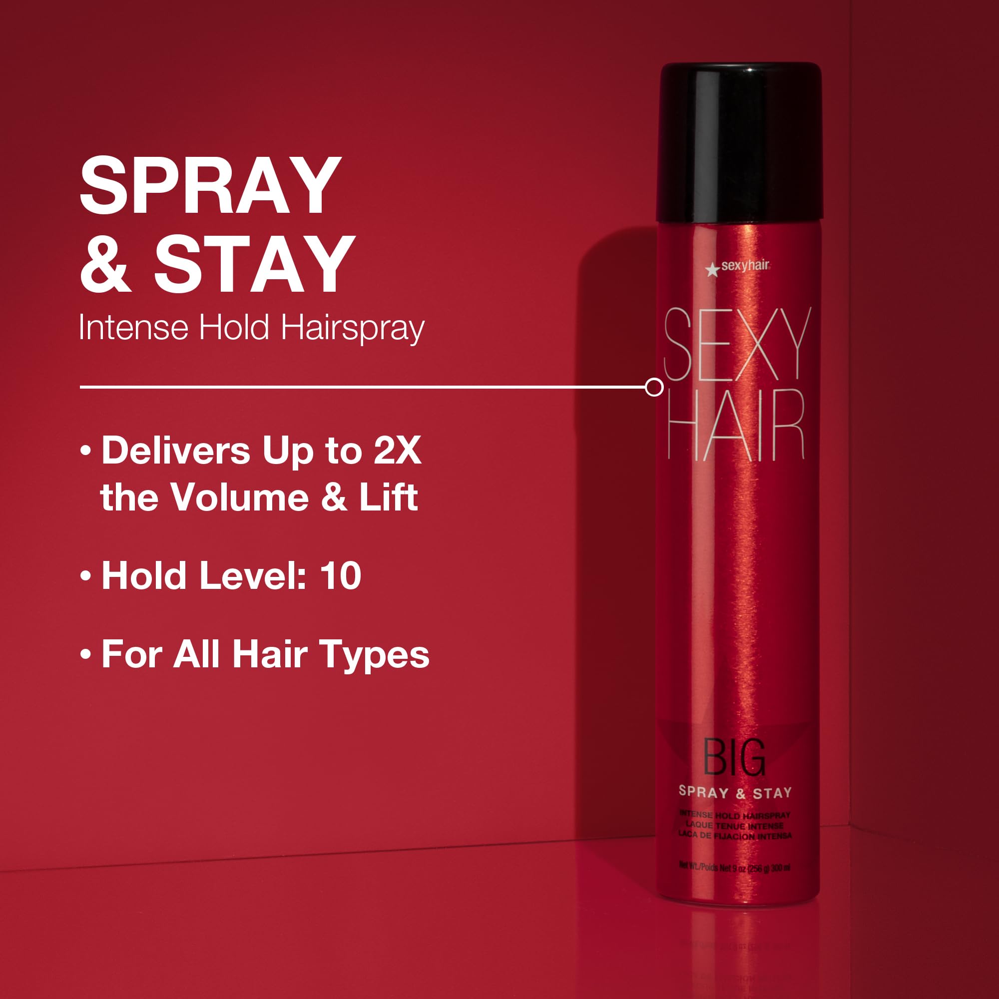 SexyHair Big Spray & Stay Intense Hold Hairspray, 9 oz.