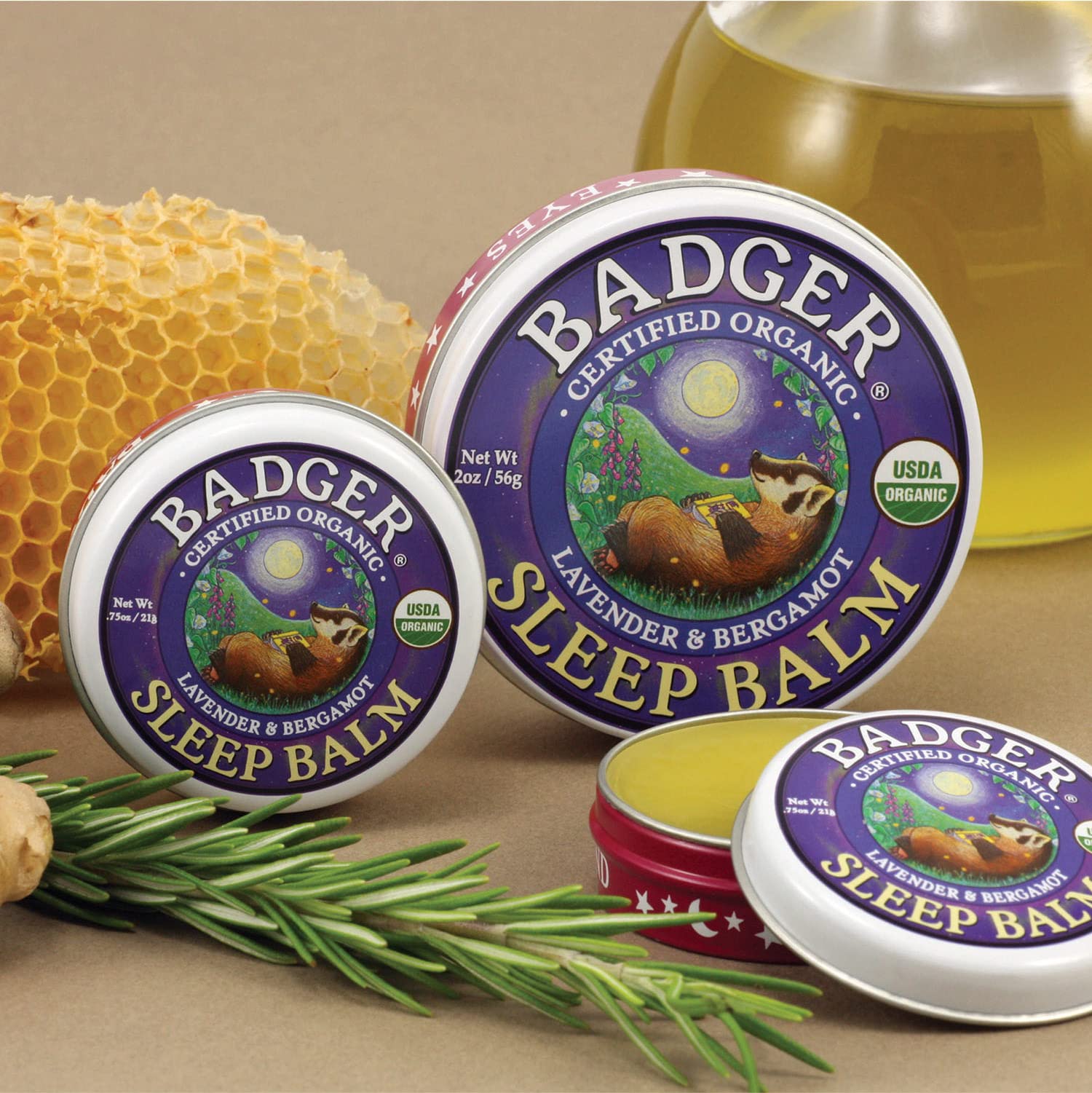 Badger - Sleep Balm, Lavender & Bergamot, Natural Sleep Balm, Scented Relaxing Balm for Children and Adults, Calming Night Balm, Organic Sleep Balm, 2 oz (2 Pack)