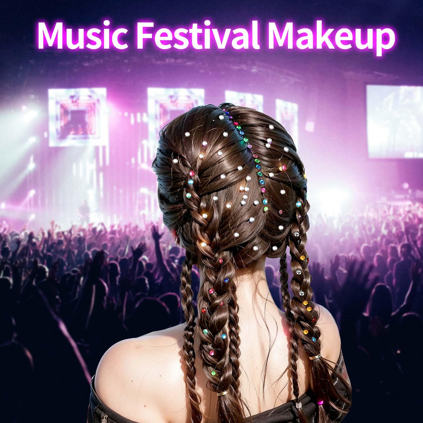 Teenitor Face Gems Self Adhesive Face Jewels, 1950PCS Hair Pearls and Face Rhinestone for Makeup Festival, Stick On Gems for Face, Hair, Eye, Body