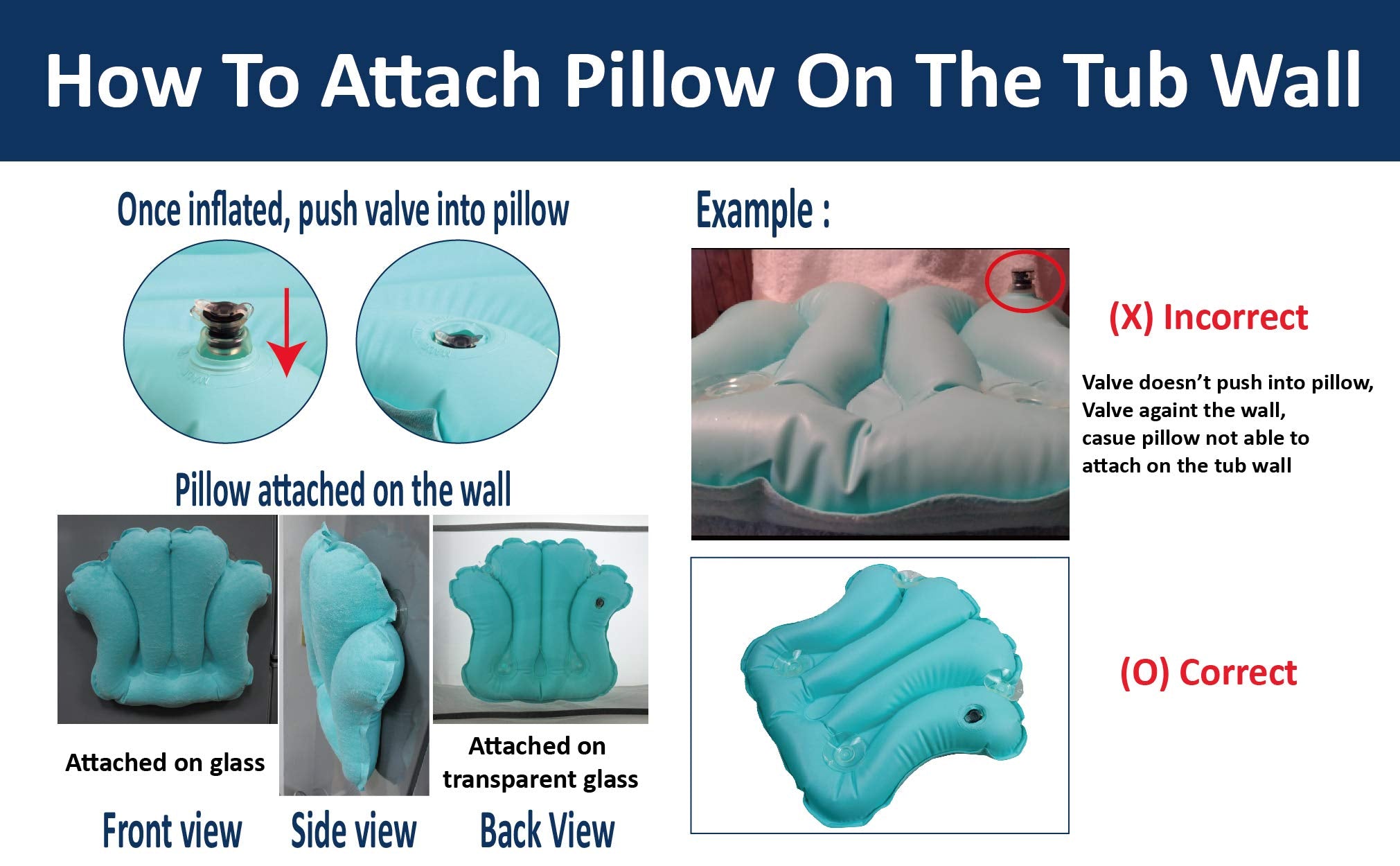 ObboMed HB-1200 Inflatable Bath Back Pillow - Terry Cloth