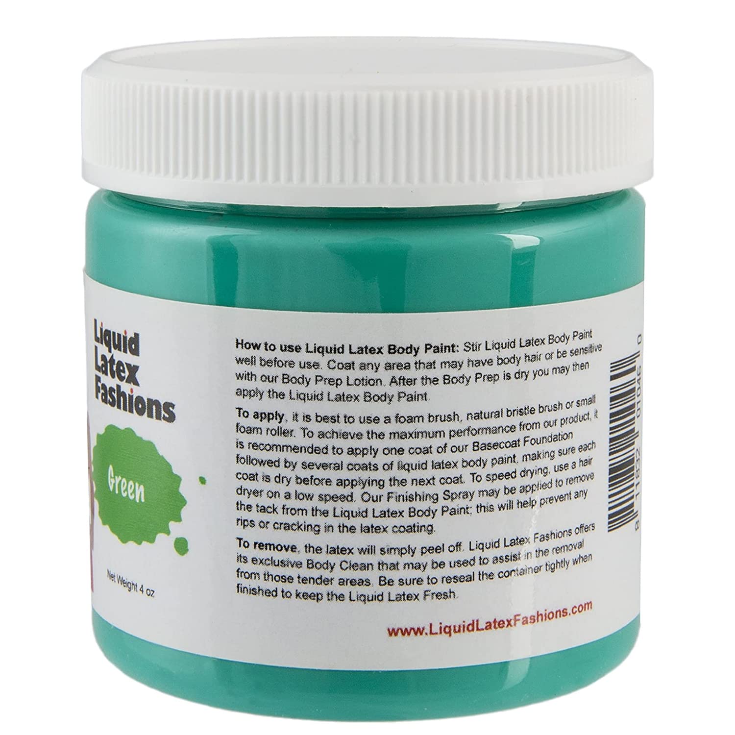 Ammonia Free Liquid Latex Body Paint - 4oz Green