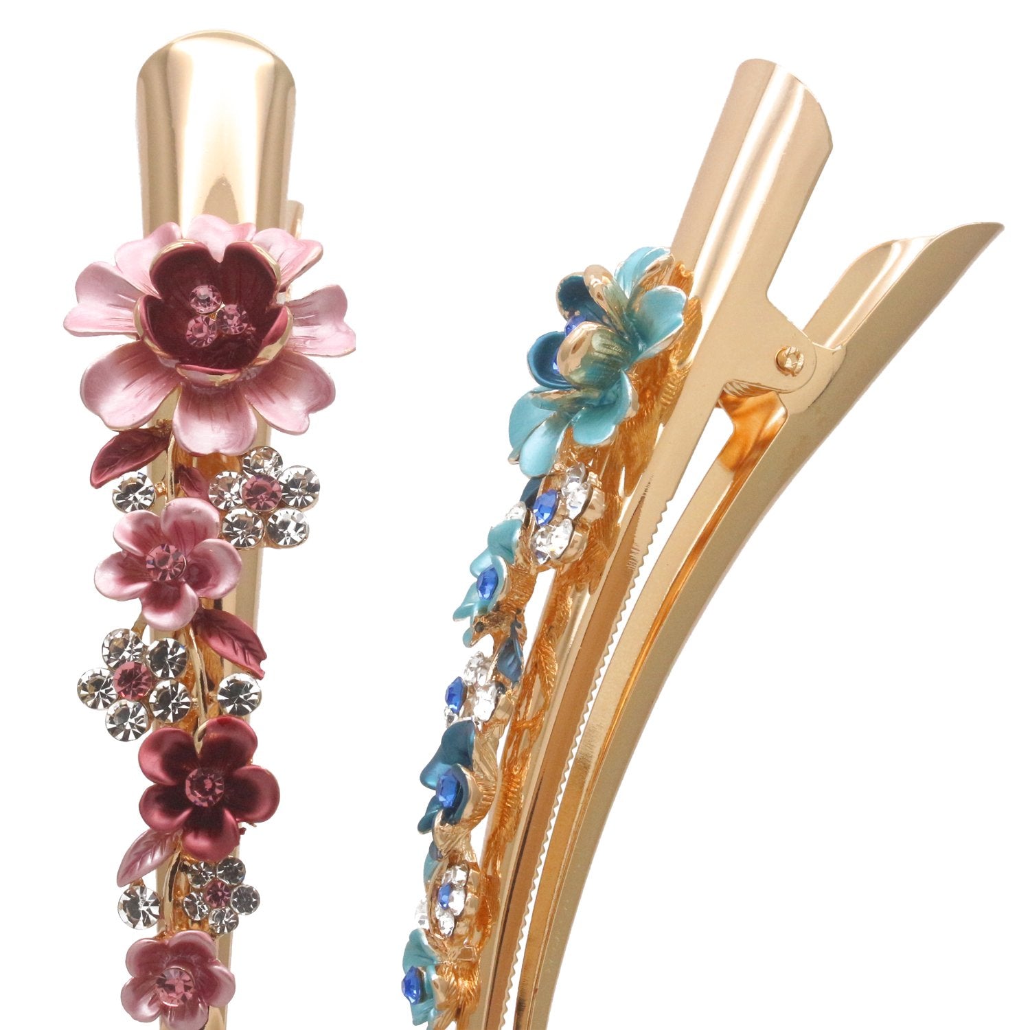 Fashion & Lifestyle Set of 4 Large Metal Alloy Alligator Sectioning Clips for Women and Girls - Pretty Strong Clamp Hair Pins Non-Slip Hair Grips Accessories for Thick Hair, Gold