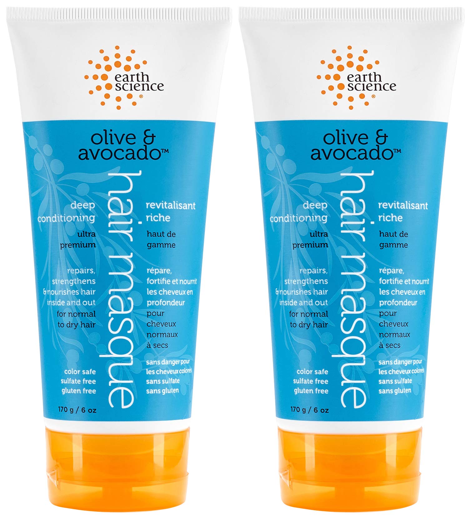 Earth Science Olive & Avocado Deep Conditioning Hair Masque, 6-Ounce Tubes (Pack of 2)
