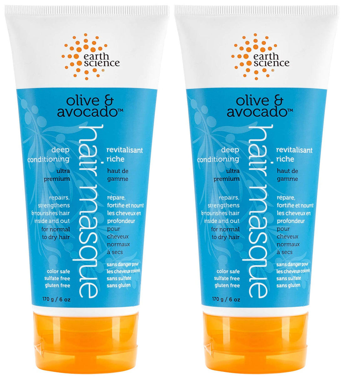 Earth Science Olive & Avocado Deep Conditioning Hair Masque, 6-Ounce Tubes (Pack of 2)