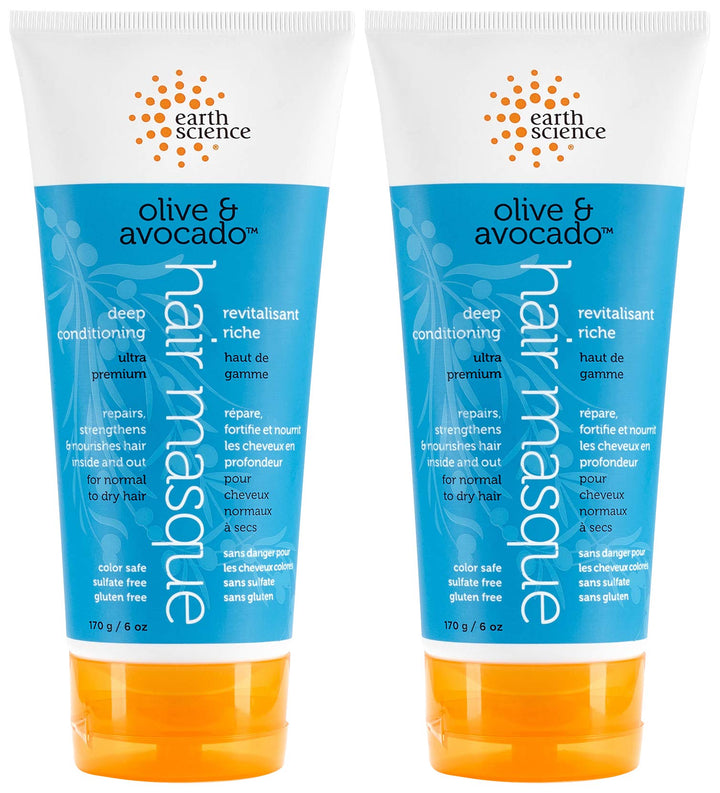 Earth Science Olive & Avocado Deep Conditioning Hair Masque, 6-Ounce Tubes (Pack of 2)