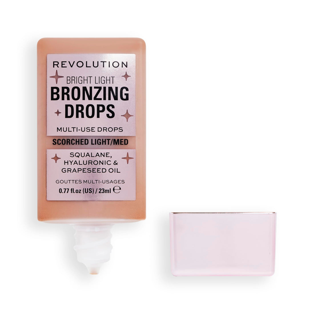 Revolution, Bright Light Bronzing Drops, Bronze & Glow for Face & Body, Infused with Hyaluronic Acid, Vegan & Cruelty-Free, Bronze Scorched, 0.77 fl oz