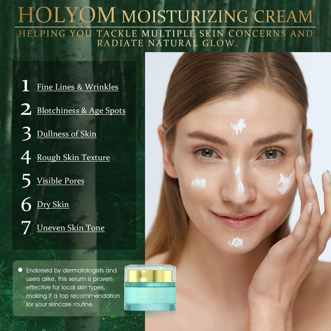 HOLYOM Anti-Wrinkle & Firming Face Moisturizer - Daily Facial Moisturizing Cream Repair & Hydrate Natural Formula for Fine Lines & Wrinkles Hydrating Moisturizing, 1.75 Fl Oz