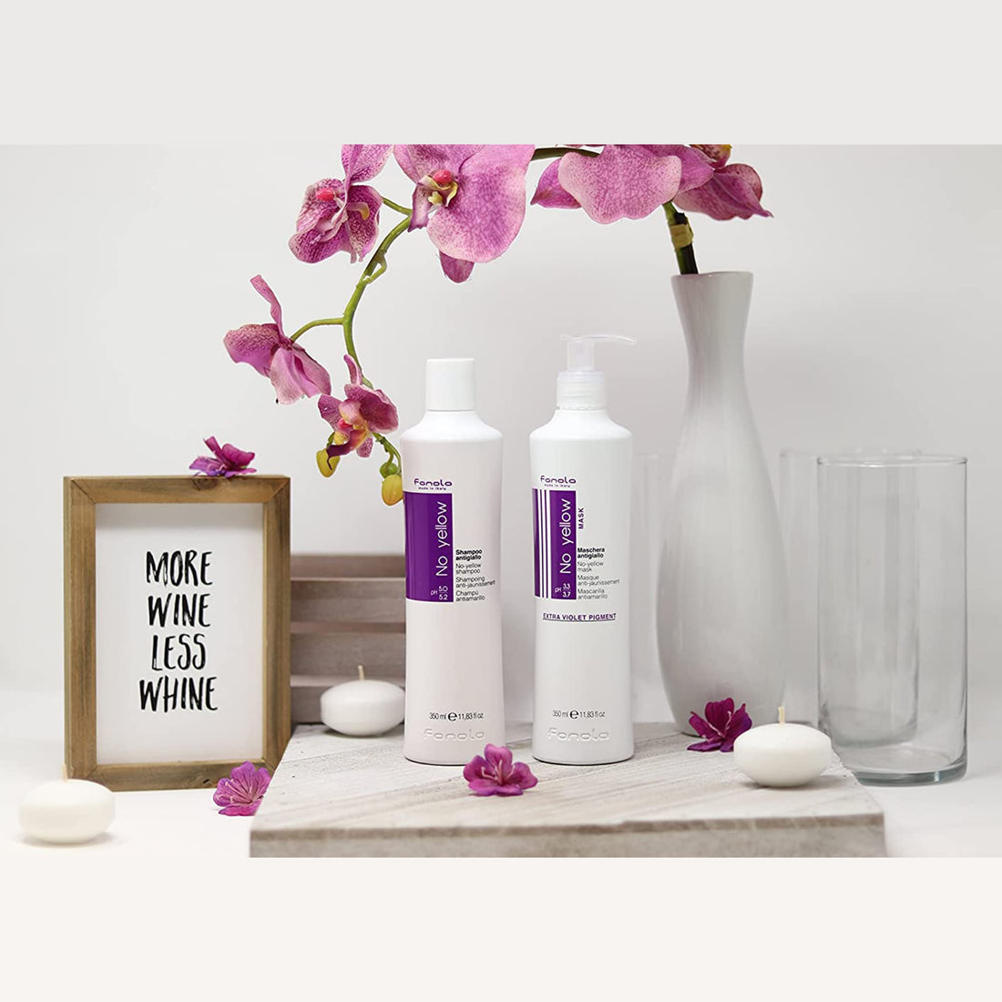 Fanola No Yellow Shampoo & Mask 11.8 oz / 2pk - Purple Anti-Brass Toner for Blonde, Silver, Gray & Highlighted Hair - Color Depositing Mask to Remove Brassiness from Bleached Locks