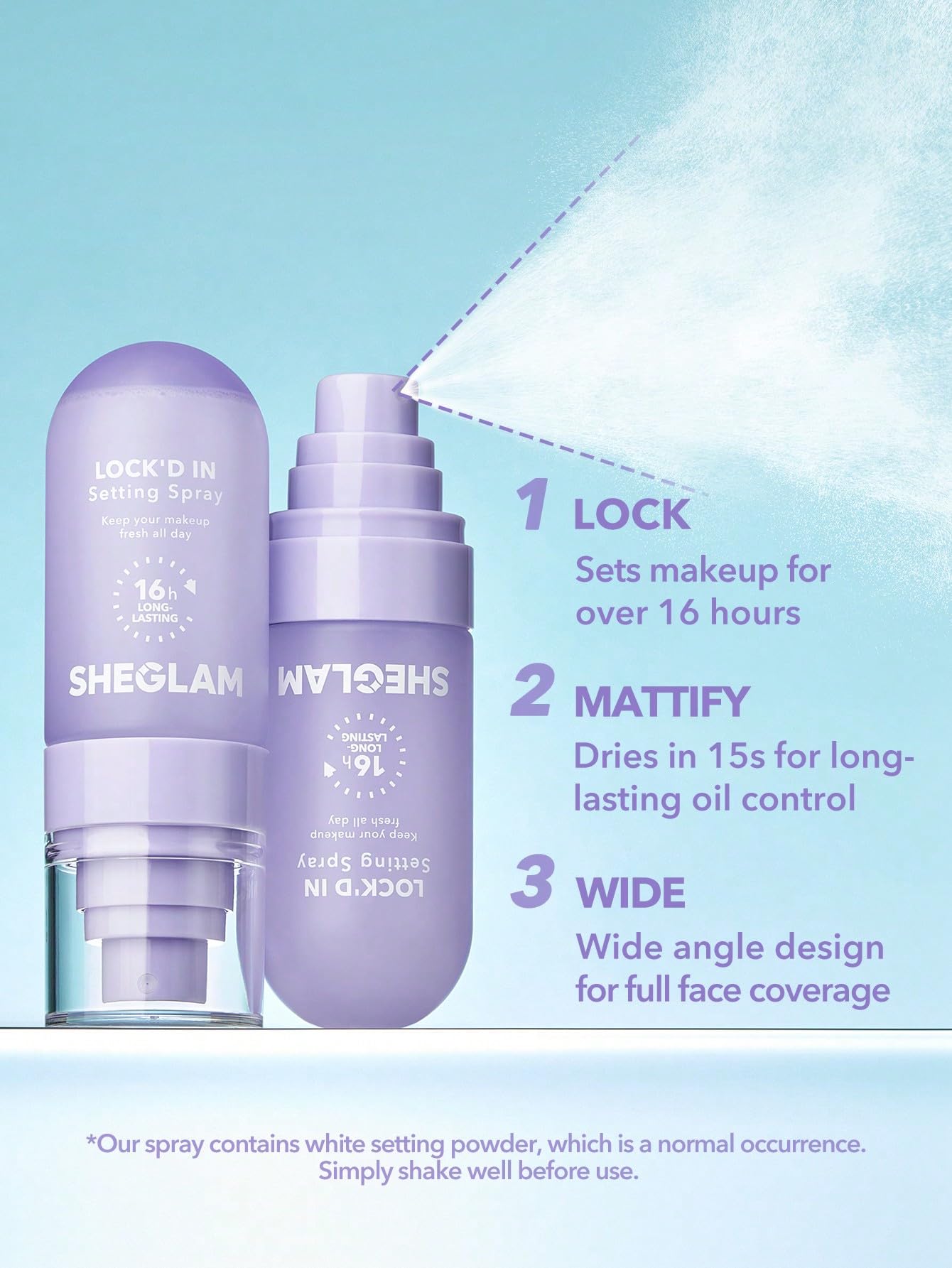 SHEGLAM Lock'd In Setting Spray Mattifying Effect Quick-Drying Long Lasting Makeup Locking Spray Oil-Control Non-Greasy Makeup Setting
