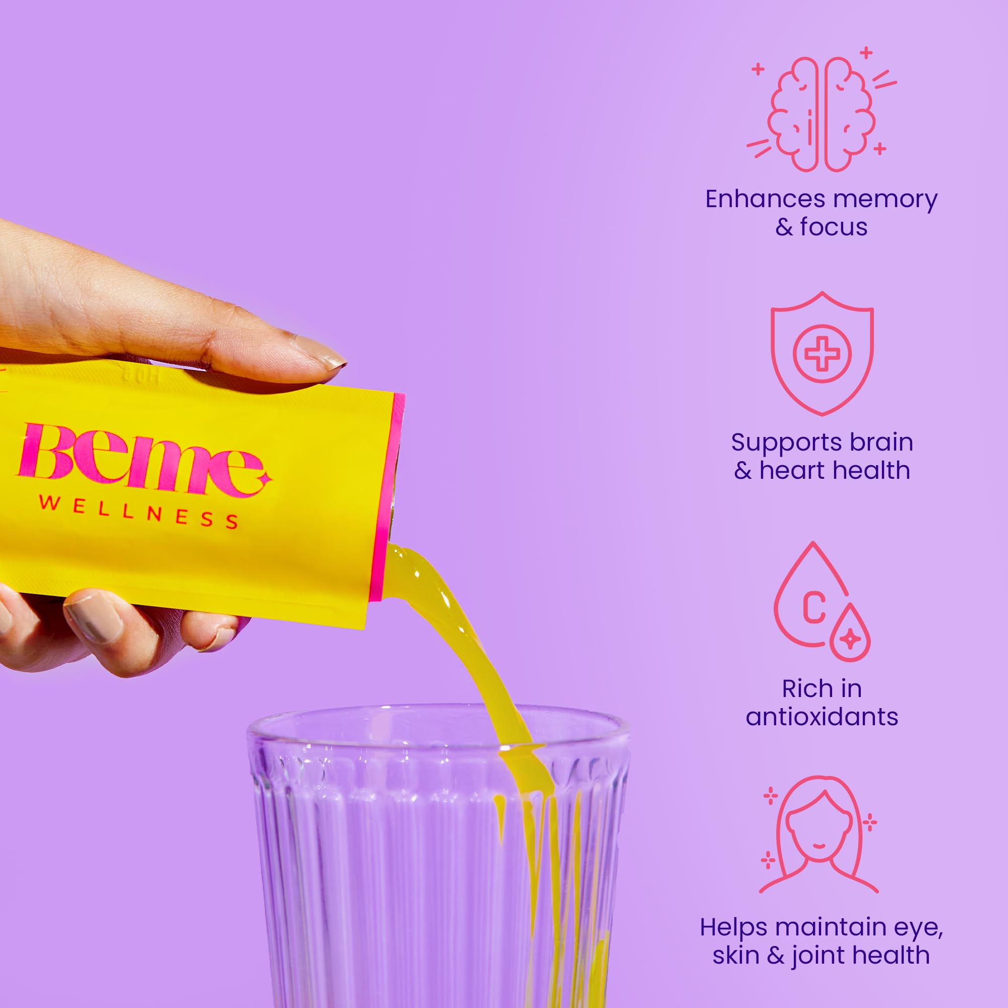 BeMe Liquid Omega 3 Fish Oil - Turmeric Curcumin, Lemon Balm Extract & Omega 3 Supplement for Women - Rich in antioxidants, Quick Absorption & high bioavailability - Supports Memory & Brain Health