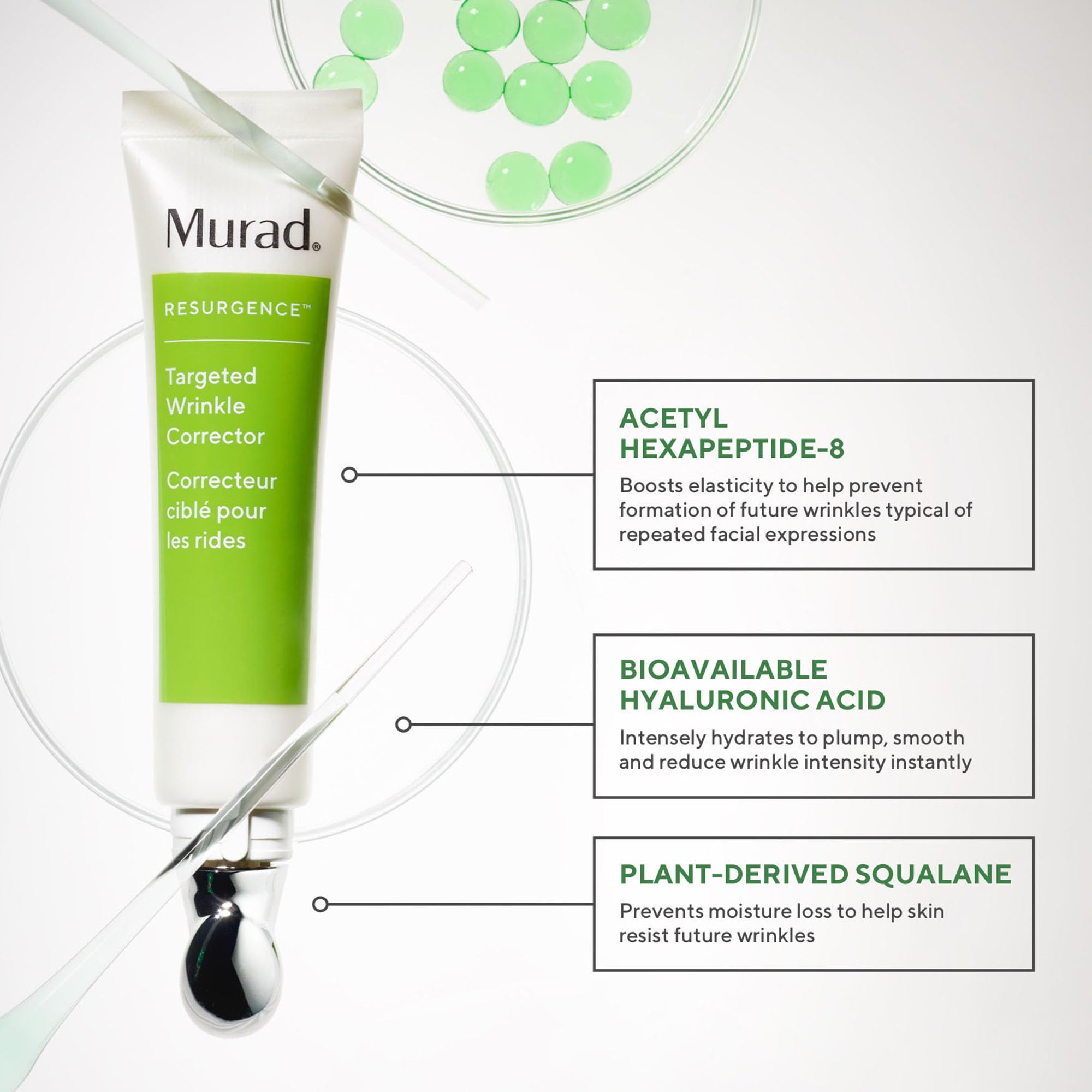 Murad Targeted Wrinkle Corrector - Resurgence Anti-Wrinkle Face Cream - Instant Filler Wrinkle Corrector - Gentle Anti-Aging Hydrating Hyaluronic Acid Treatment Backed by Science, 0.5 Oz