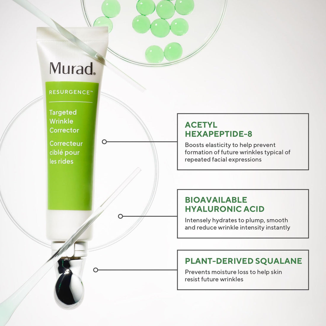 Murad Targeted Wrinkle Corrector - Resurgence Anti-Wrinkle Face Cream - Instant Filler Wrinkle Corrector - Gentle Anti-Aging Hydrating Hyaluronic Acid Treatment Backed by Science, 0.5 Oz