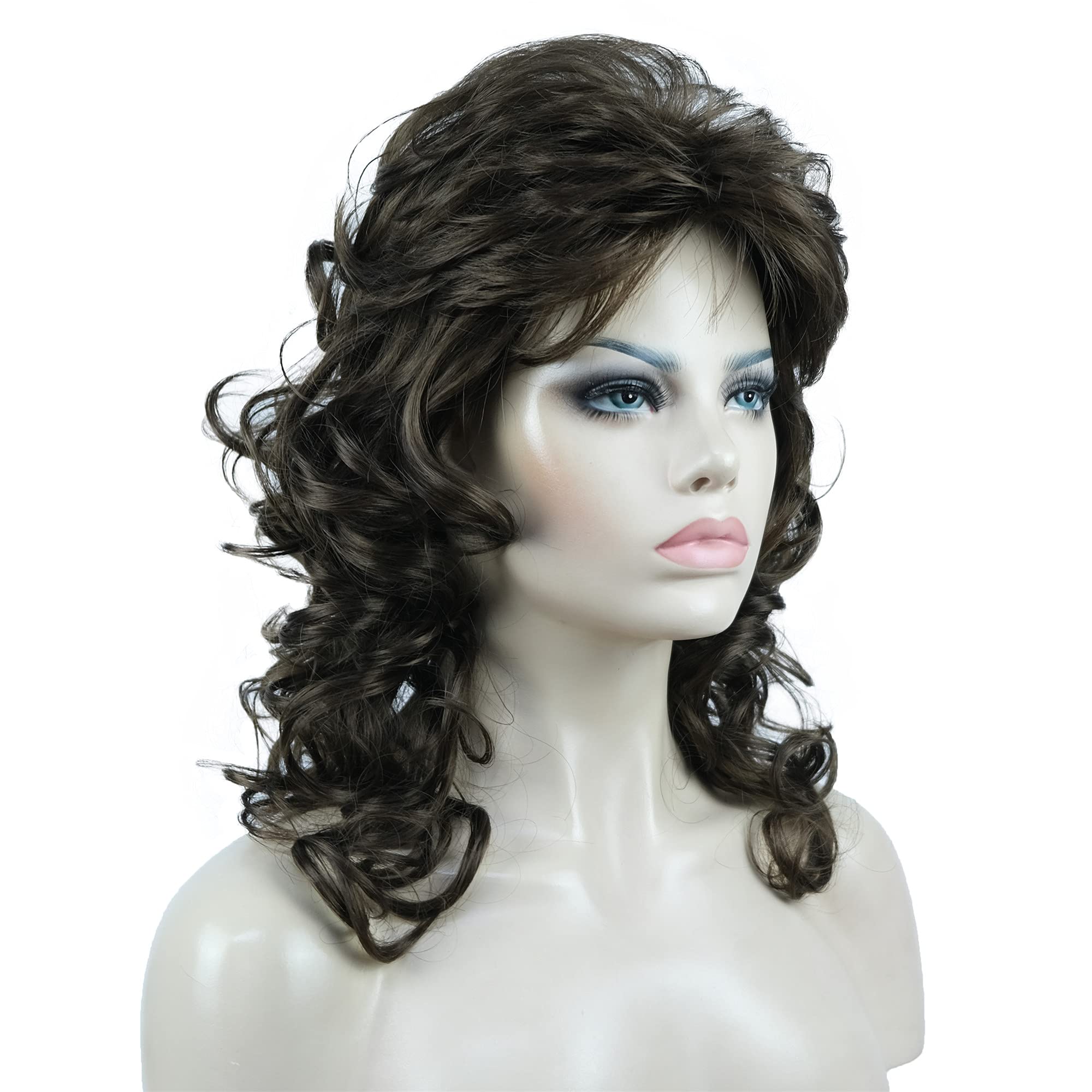 #8-Lt Chestnut Brown: Aimole Women's Natural Long Curly Wig Synthetic Hair Full Wigs(8-Lt Chestnut Brown)