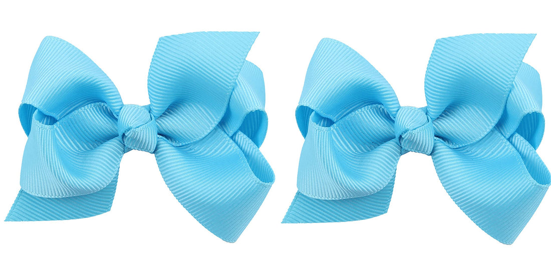 ZOONAI 3 Inch Baby Girl Hair Bows Boutique Hair Clip Teens Toddlers Hairpin Headwear - Set of 2 (Sky Blue)