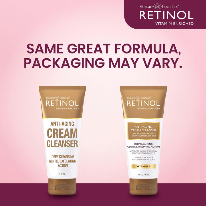Retinol Cream Cleanser Anti-Aging – 5oz – Daily Deep Cleansing Facial Wash Improves Skin Texture, Moisturizes, And Exfoliates for Softer Face – Renewing Vitamin A Minimizes Wrinkles and Fine Lines