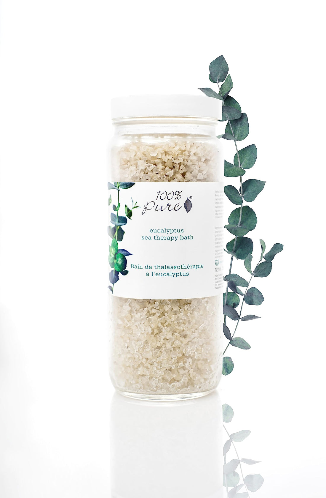 100% PURE Eucalyptus Sea Therapy Soak Bath Salts for Nourishing Skin, Relax Body & Mind Eucalyptus Essential Oils Home Spa Kit for Women & Men - 15 Oz