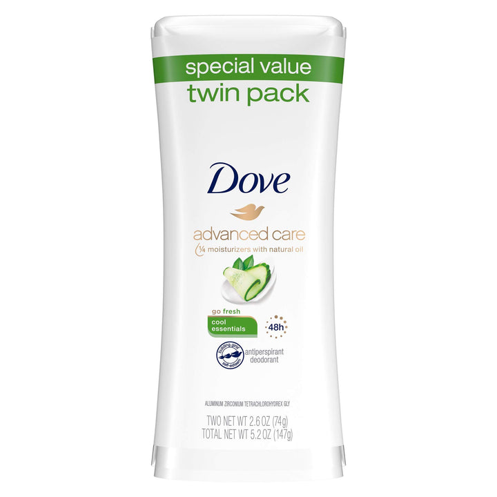 Dove go fresh Anti-Perspirant Deodorant, Cool Essentials Cucumber &Green Tea, 2.6 oz, Twin Pack