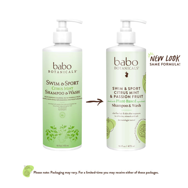 Babo Botanicals Swim & Sport Citrus Mint & Passion Fruit Clarifying Shampoo & Body Wash - 16 Fl Oz