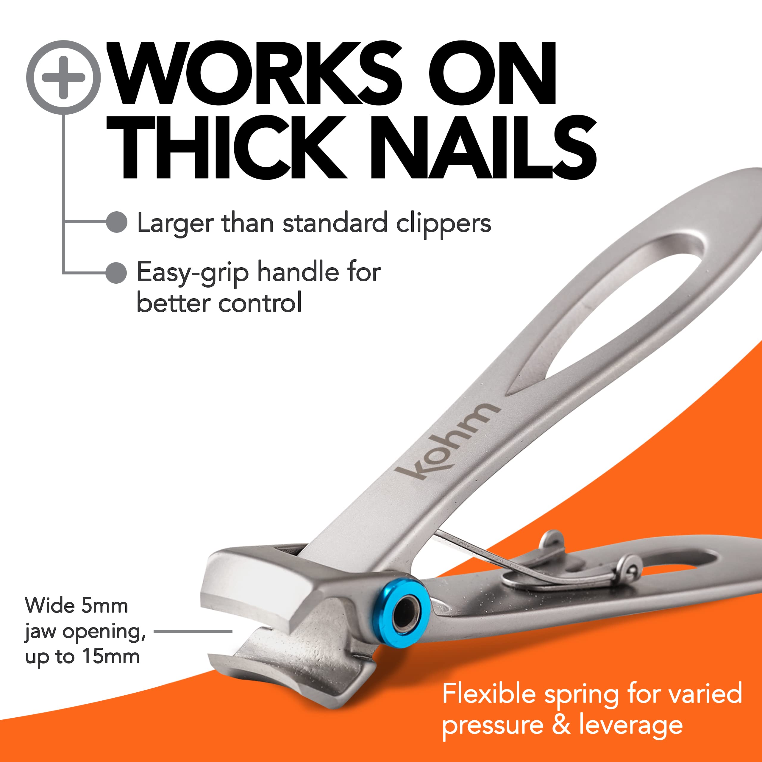 Kohm CP-120L 5mm Wide Jaw Nail Clipper for Thick Nails