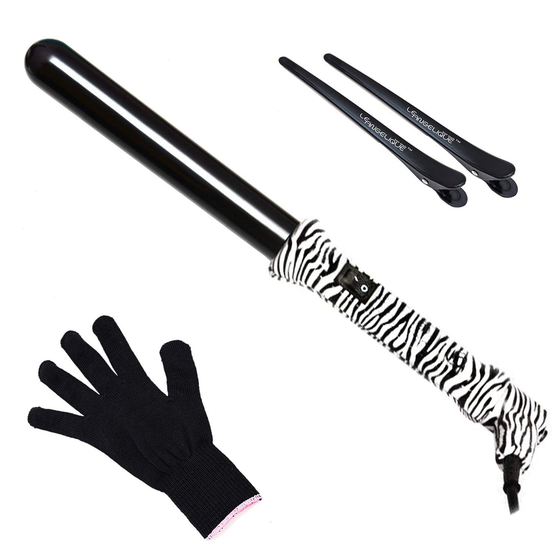 Le Angelique Curling Iron, Black White Zebra, 25mm by Le Angelique