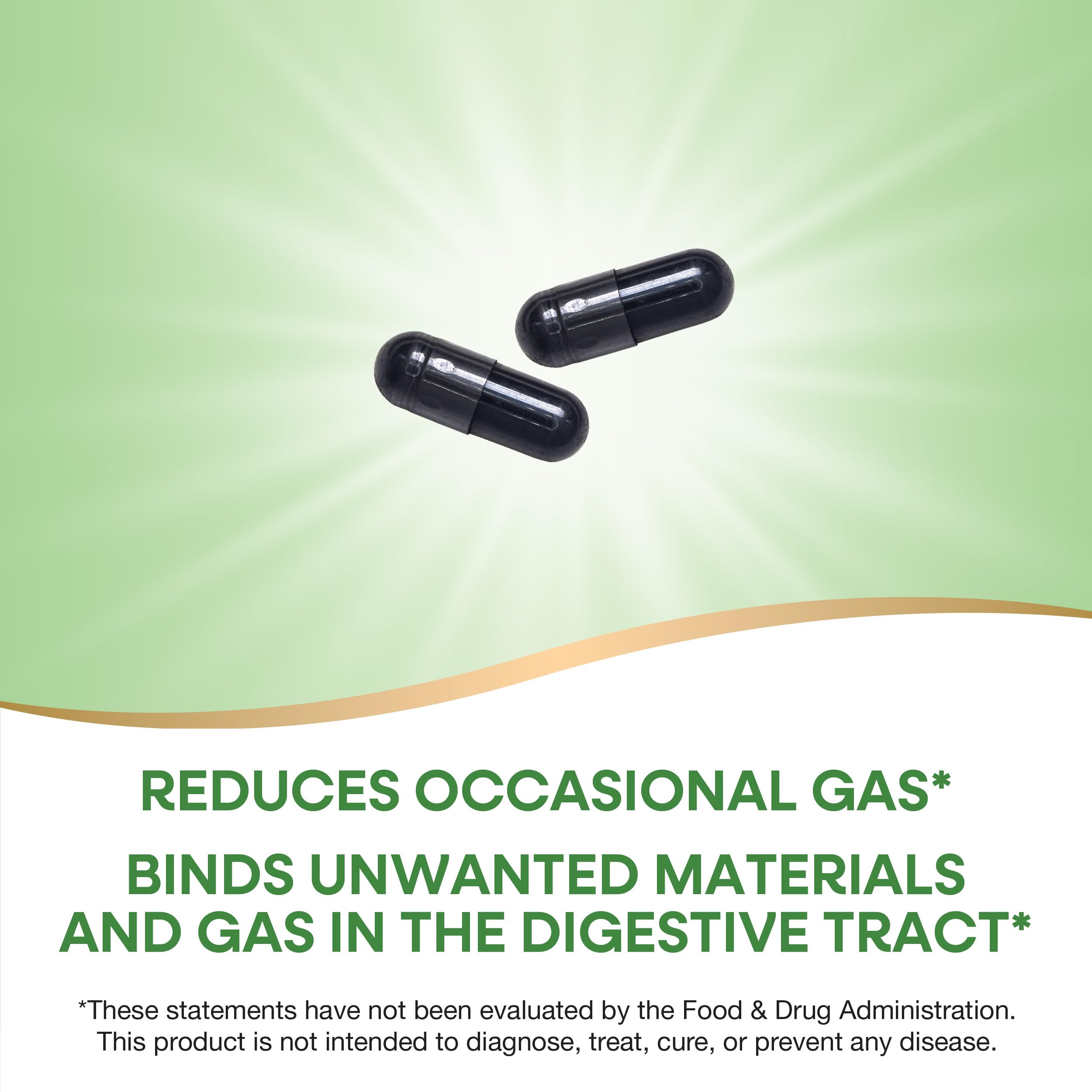 Nature's Way Activated Charcoal, Binds Unwanted Materials and Gas in the Digestive Tract*, 560 mg per 2-Capsule Serving, 360 Capsules (Packaging May Vary)