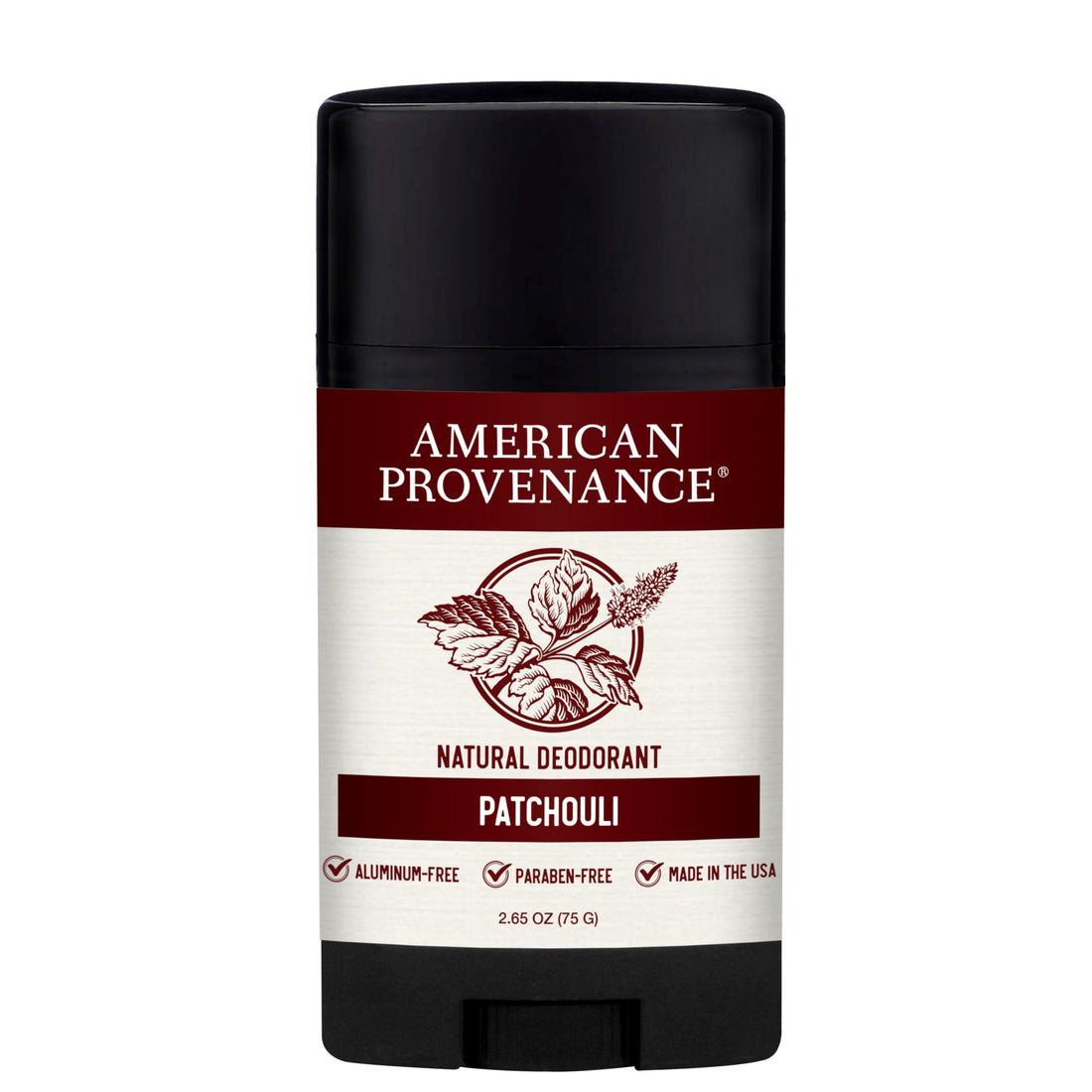 American Provenance Aluminum Free Natural Deodorant For Women and Men - Patchouli - 24 Hour Protection - Cruelty Free - Made in the USA (1 pack)
