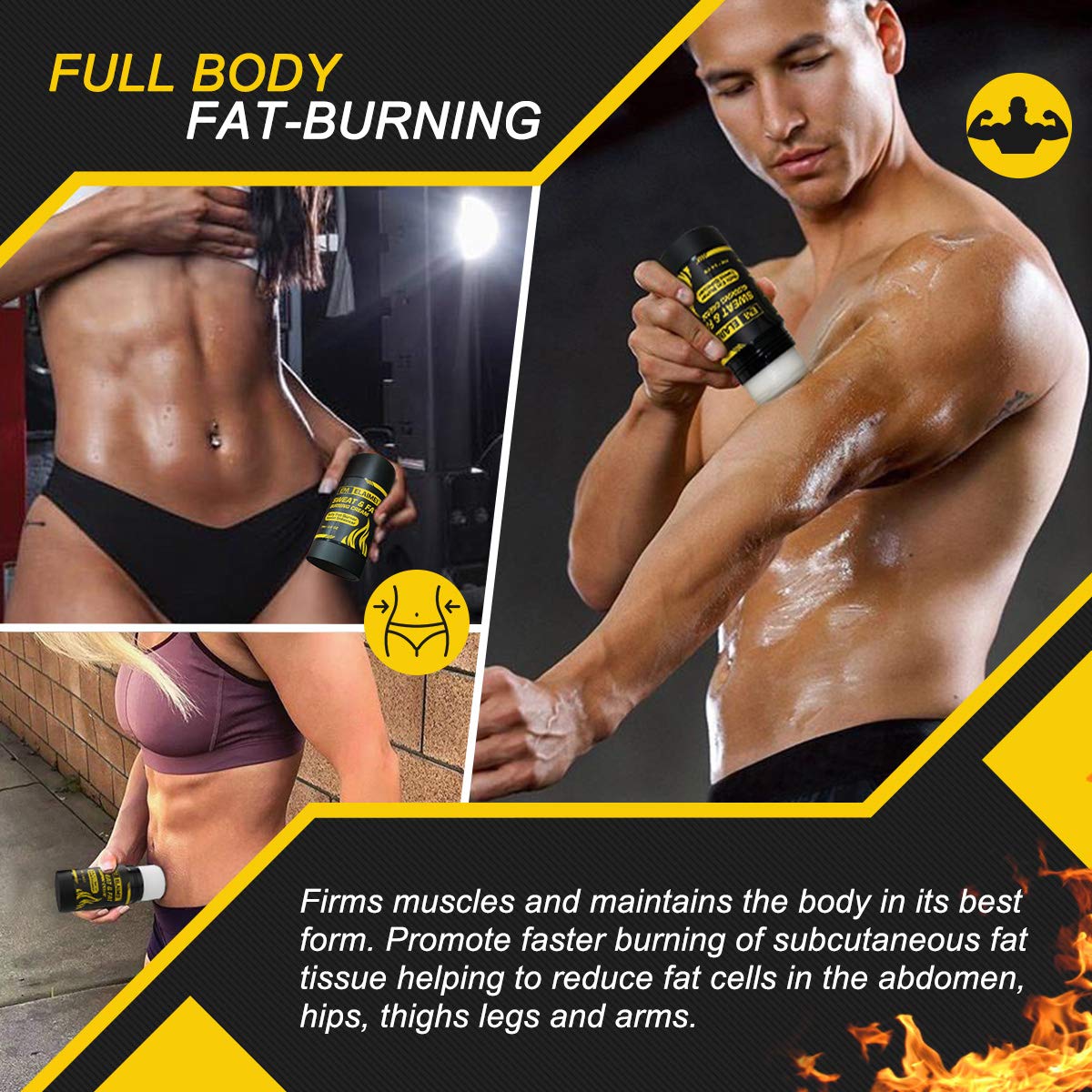 ELAIMEI Fat Burning Sweat Cream, Weight Loss Workout Enhancer Hot Gel for Belly, Slimming / Anti Cellulite Cream for Tummy for Body for Women and Men, Deep Tissue Massage & Muscle