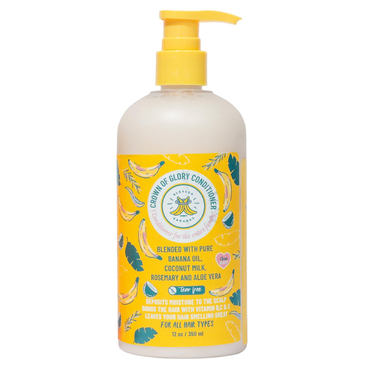 Blessed Bananas Crown of Glory Conditioner - Natural Banana Oil Hair Strengthening & Hydrating Formula - Adds Shine, Volume, and Radiant Glow - Restores Scalp Health - For All Hair Types - 1 Count