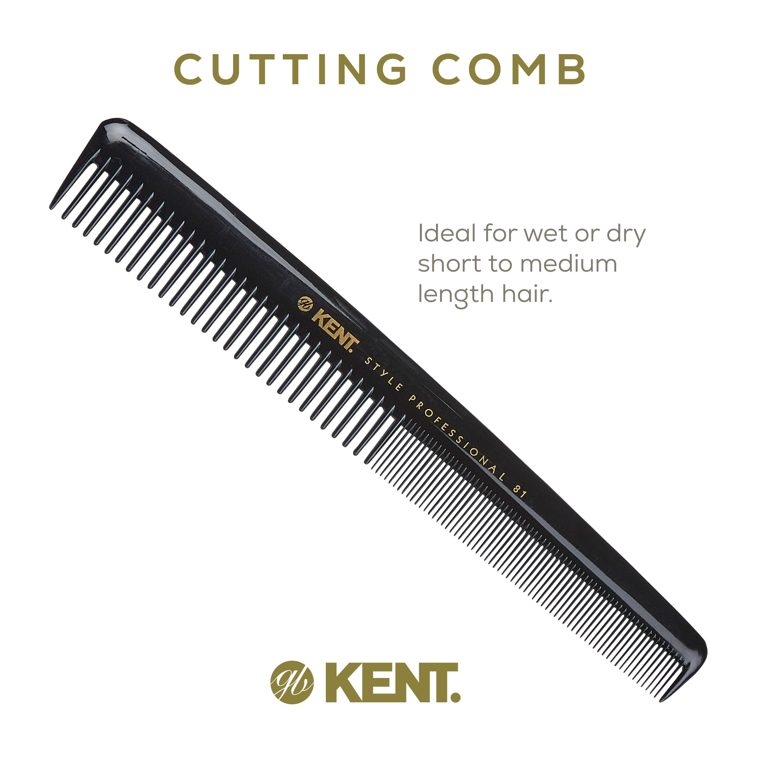 Kent SPC81 Salon-Style Dressing Cutting Comb with Wide and Fine Teeth - Professional Barber Haircut Comb for Styling and Teasing for All Hair Types - Kent Quality Barber Supplies
