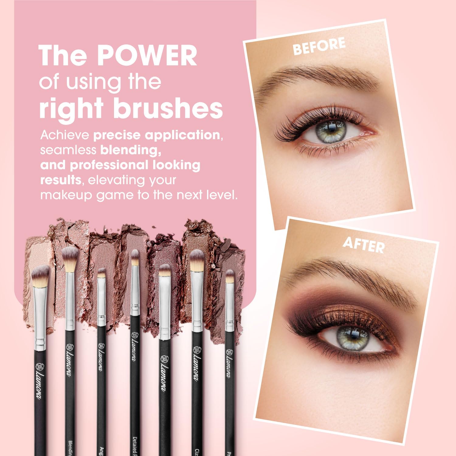 Makeup Eye Brush Set - Eyeshadow Eyeliner Blending Crease Kit - Best Choice 7 Essential Makeup Brushes - Pencil, Shader, Tapered, Definer - Last Longer, Apply Better Makeup & Make You Look Flawless!